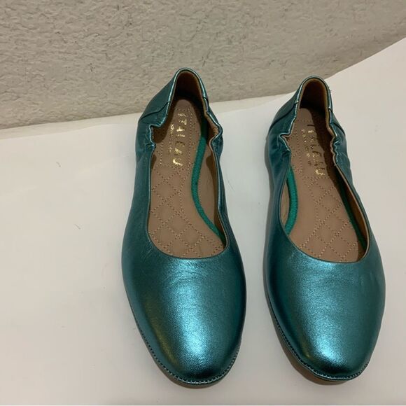 Italeau Ballet Flat Italian  Shoes metallic green size 36 - Picture 1 of 8